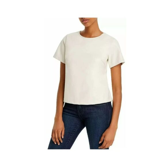 Lucy Paris Tops - $129 Lucy Paris Women White Faux Leather Short-Sleeve Blouse Top T-Shirt Size XS